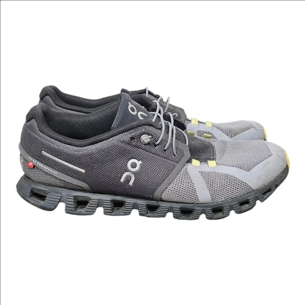 On Running Cloud 5 Shoes Mens 10 Grey Black Yellow Swiss Engineering 59.98166